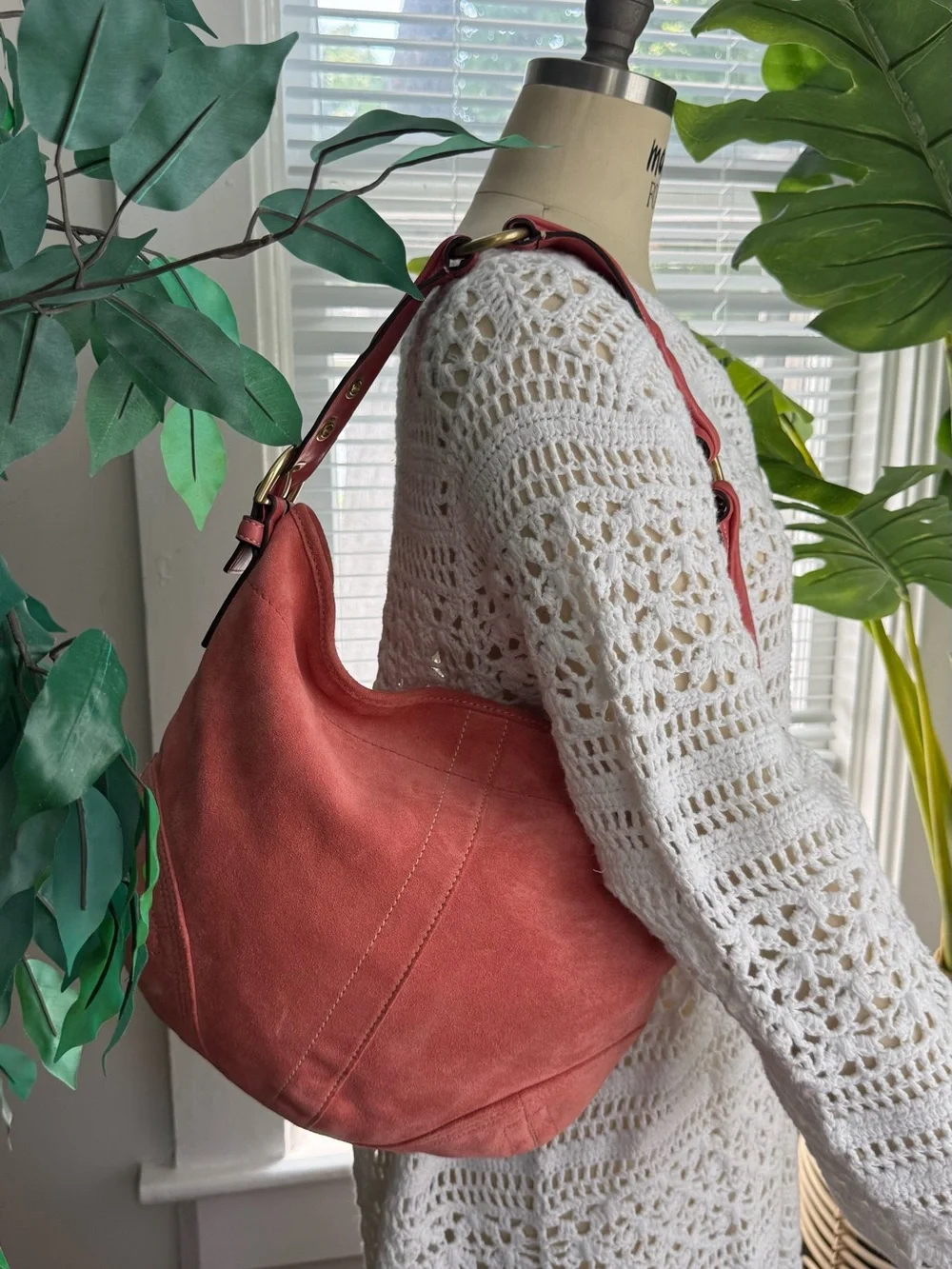Coach Suede Tassel Hobo in Dusty Rose